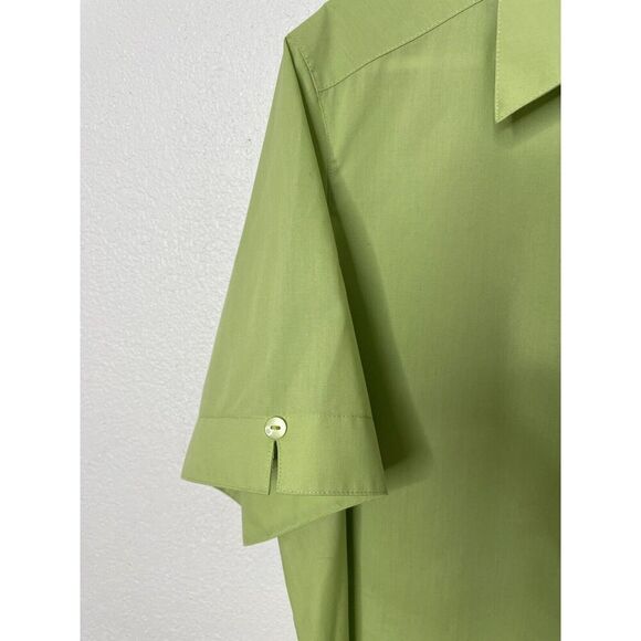 Foxcroft Womens Green Button Shirt Size 20W Wrinkle Free Short Sleeve Blouse - Picture 4 of 13